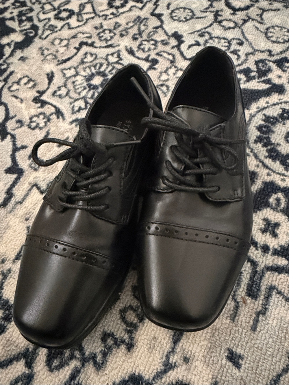 👞 Stafford Classic Black Boy’s Cap-Toe Lace-Up Dress Shoes